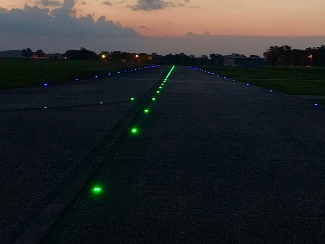 Blue And Green Lights On Runway