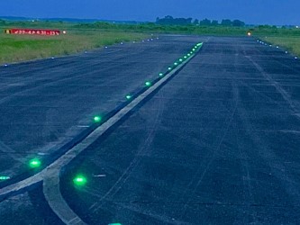 Green Light At Center Of Runway